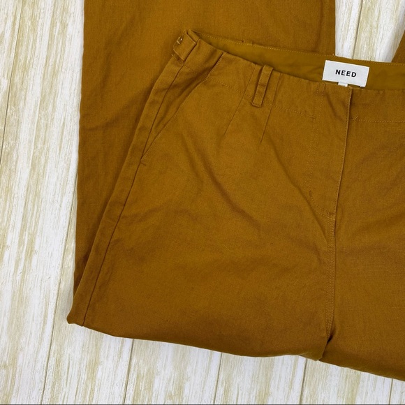 NEED Mustard Yellow Linen Blend High Rise Gaucho Pants - Picture 2 of 8